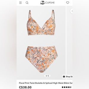 NWT brand new cupshe summer 2023 floral print bikini set